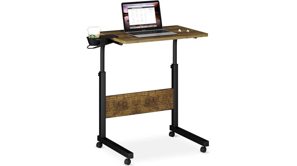 adjustable desk with cupholder
