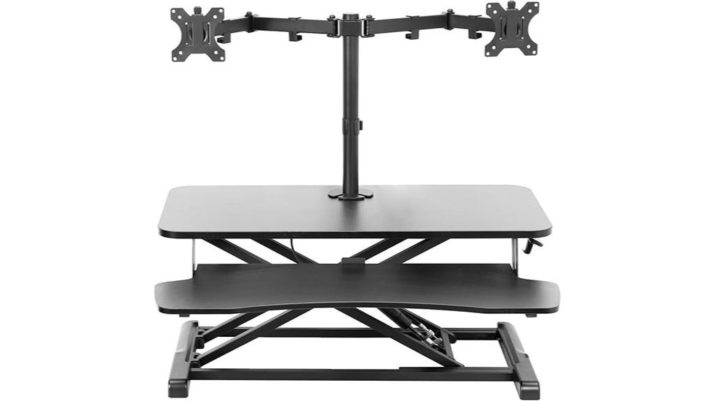 adjustable desk with dual monitors