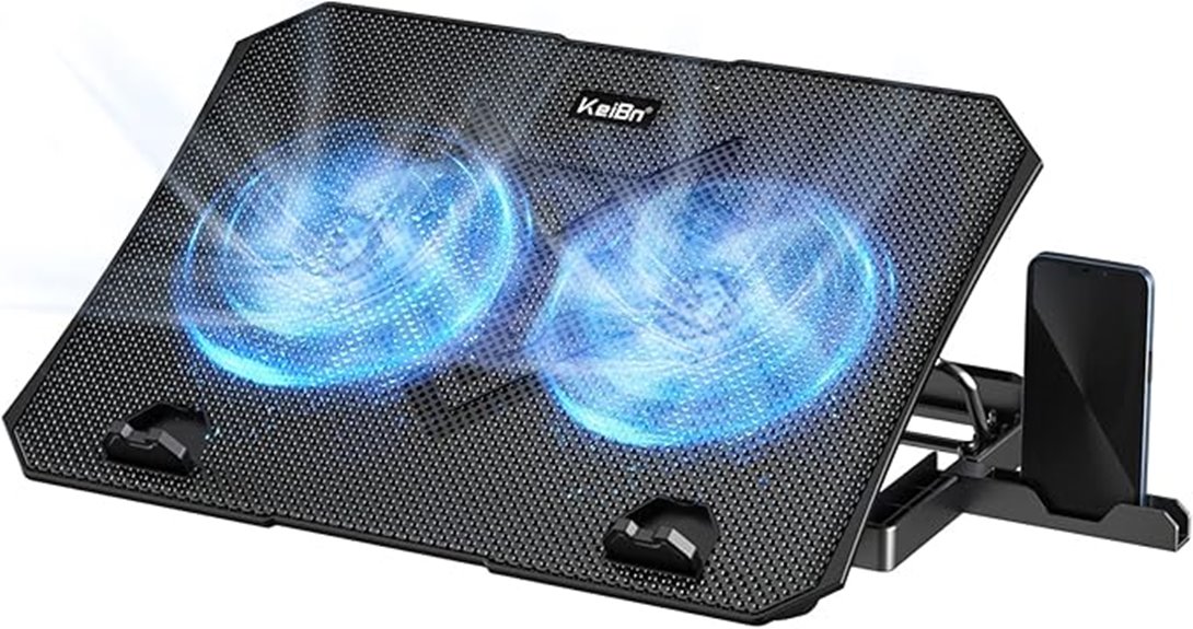 adjustable dual fan cooling pad
