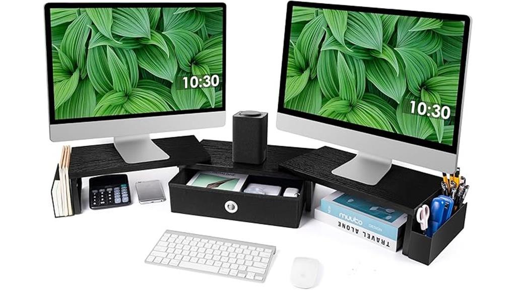 adjustable dual monitor riser