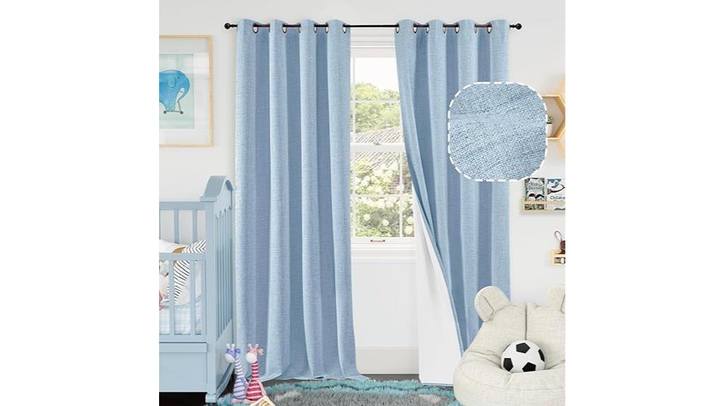 blue linen nursery curtains