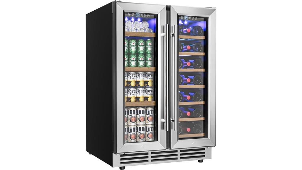 dual zone glass door wine cooler