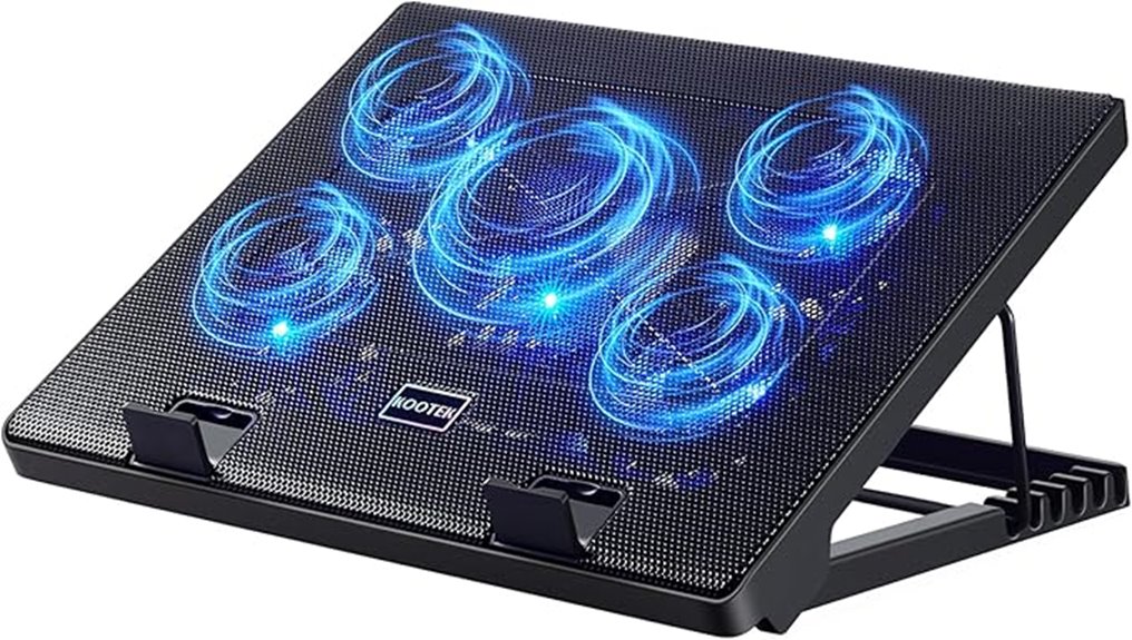 five fan adjustable cooling pad