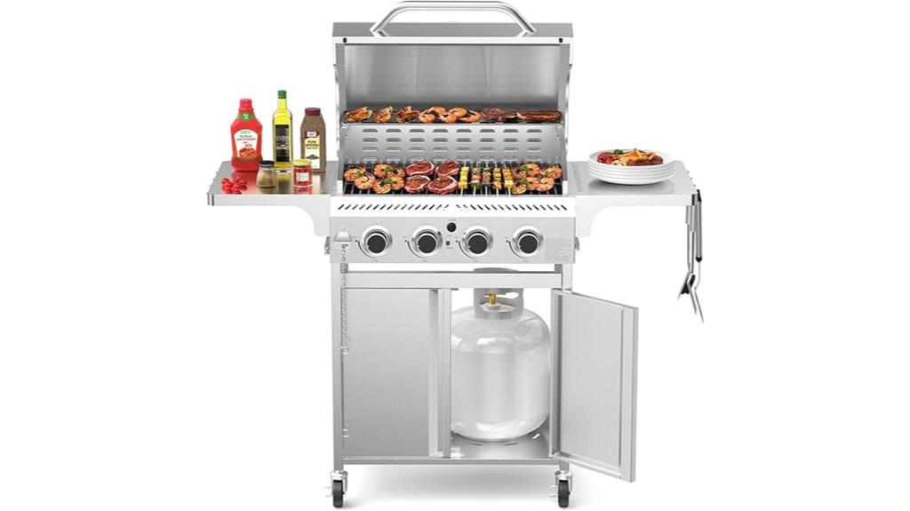 four burner stainless grill