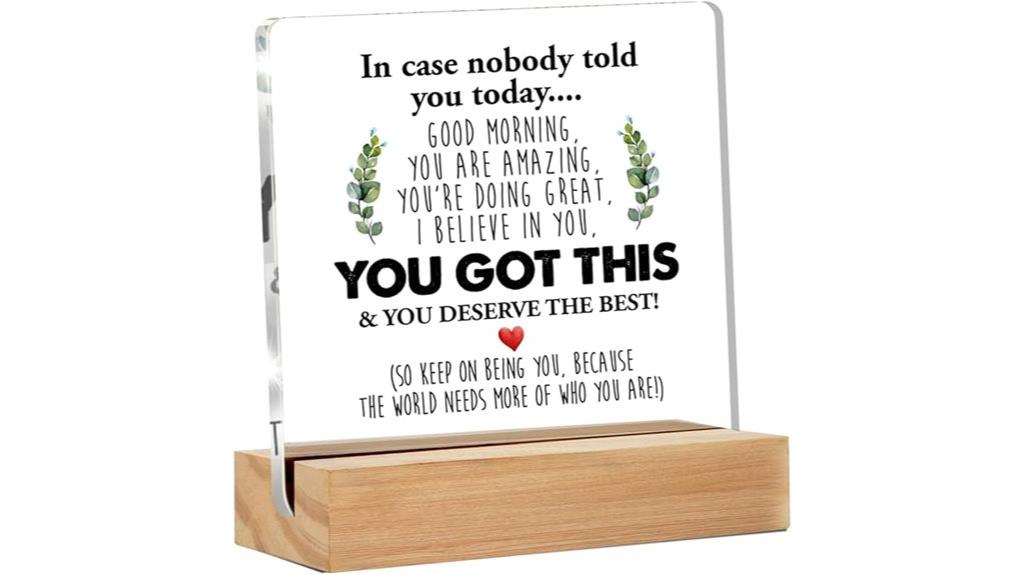 inspirational acrylic desk sign