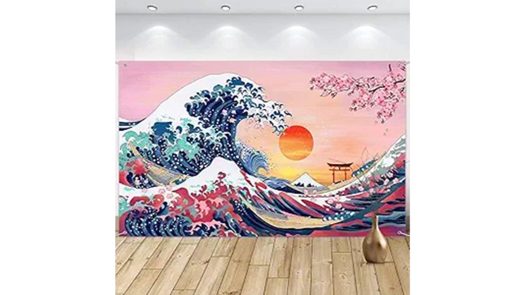 japanese wave tapestry backdrop