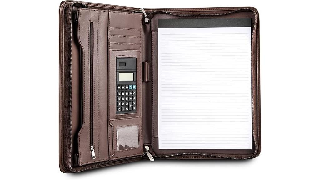 luxury zippered business portfolio