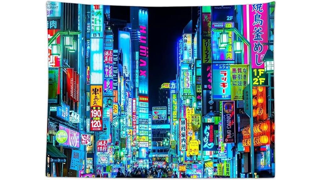 neon japanese anime tapestry
