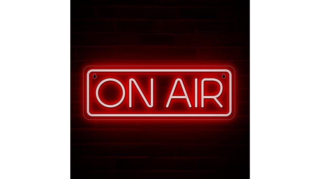 neon streaming recording sign