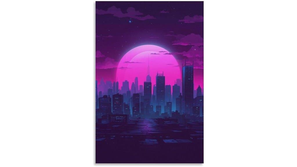 purple sunset vaporwave city