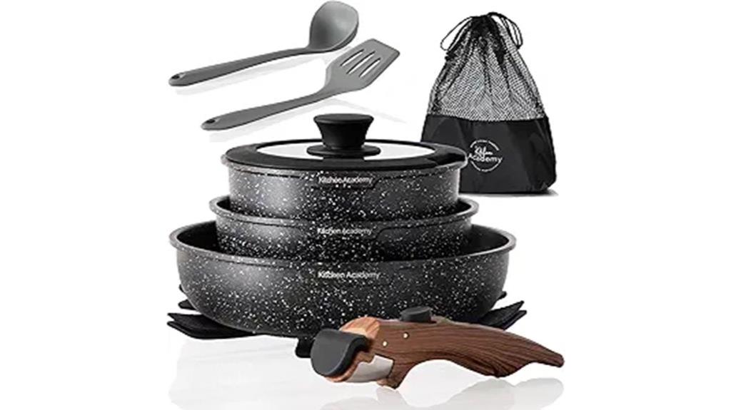 removable handle non stick cookware