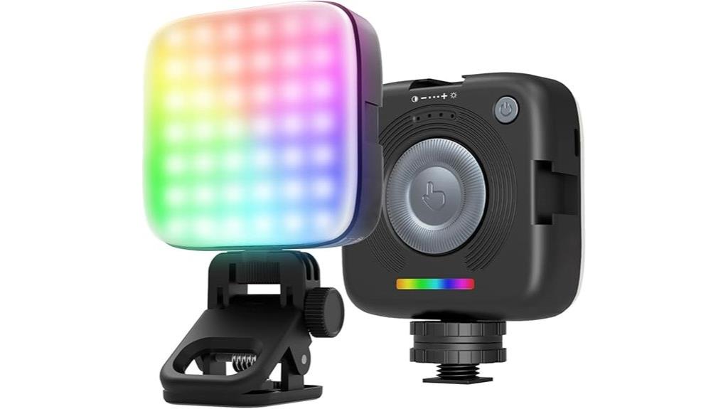 rgb camera light with magnetic clip
