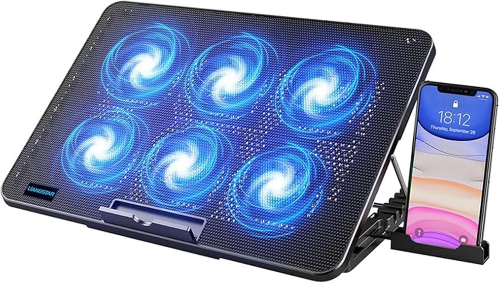 six fan adjustable laptop cooler