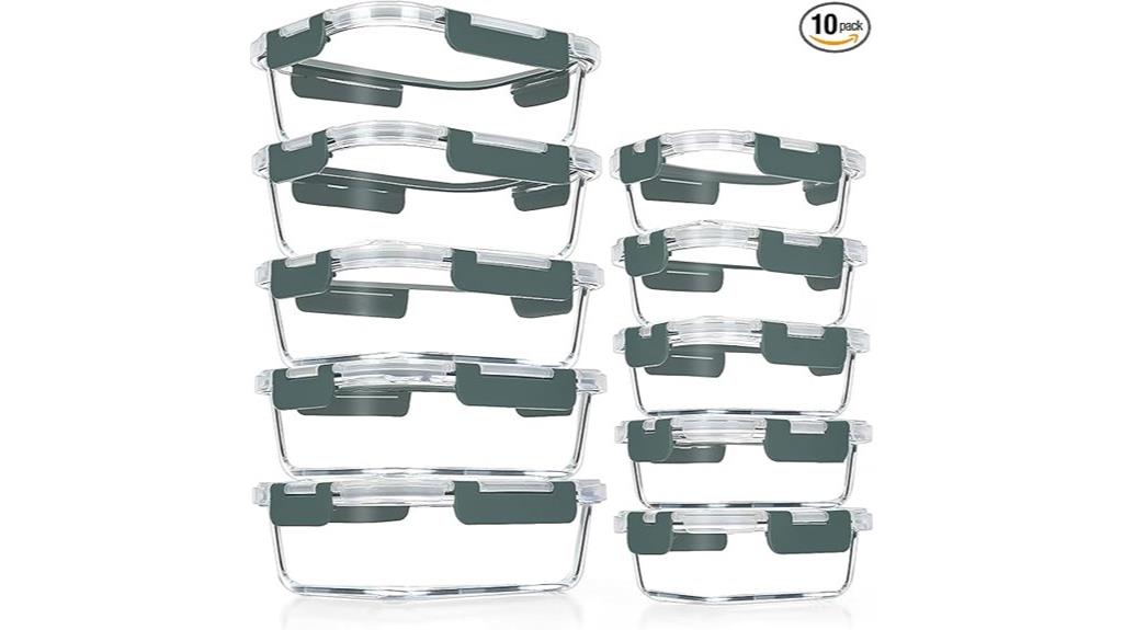 ten glass meal containers