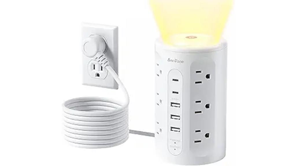 tower power strip with nightlight