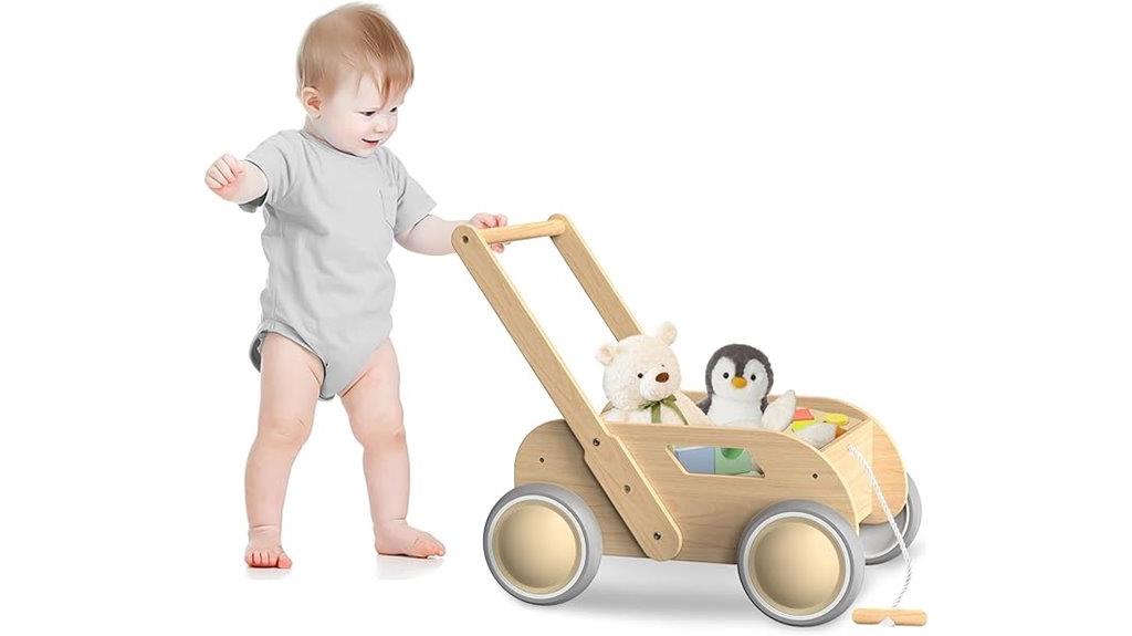 wooden toddler walker with wheels