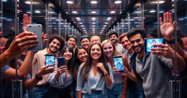 celebrity elevator selfie trend