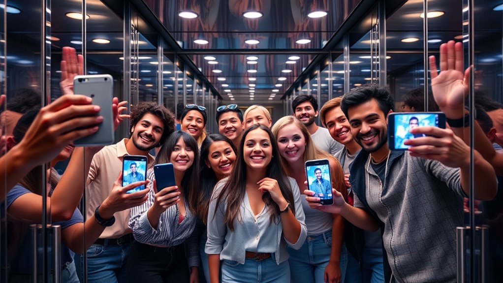 celebrity elevator selfie trend