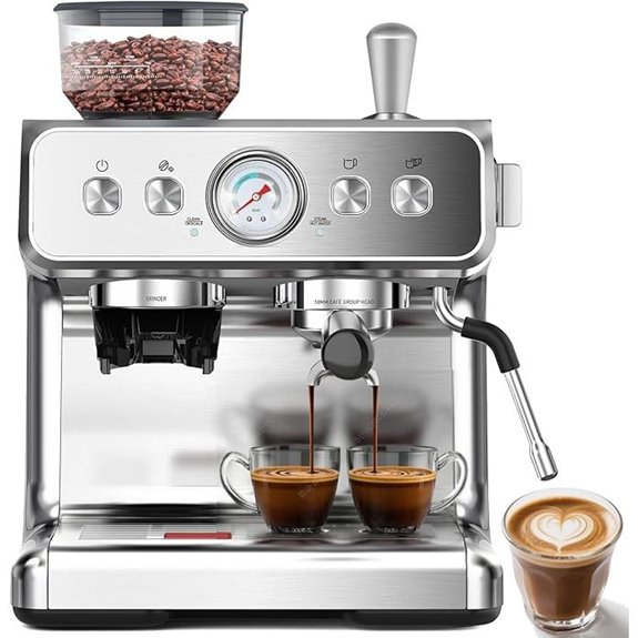 2025 20-Bar Espresso Machine with Grinder & Frother