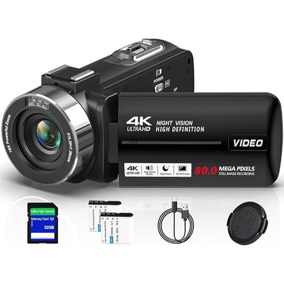 4K Video Camera with Night Vision and 18X Zoom