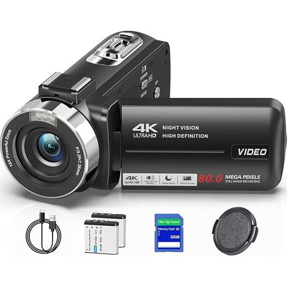4K Ultra HD Video Camera with 18X Zoom and Night Vision