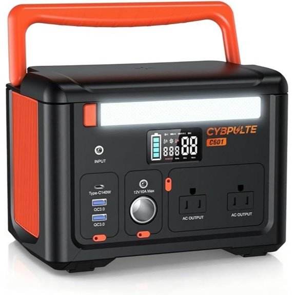 Portable 600W Power Station with 7 Ports and Solar Compatibility