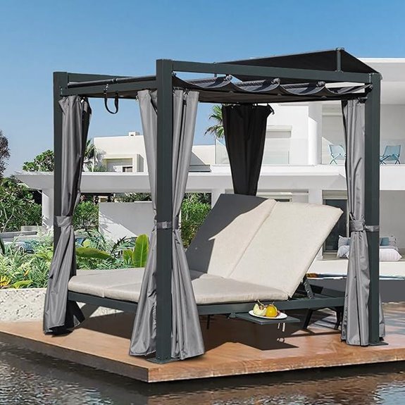 Domi Aluminum Outdoor Patio Daybed with Canopy