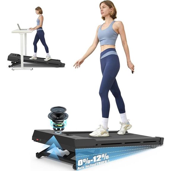 Walking Pad Treadmill with Auto Incline and Bluetooth Speakers