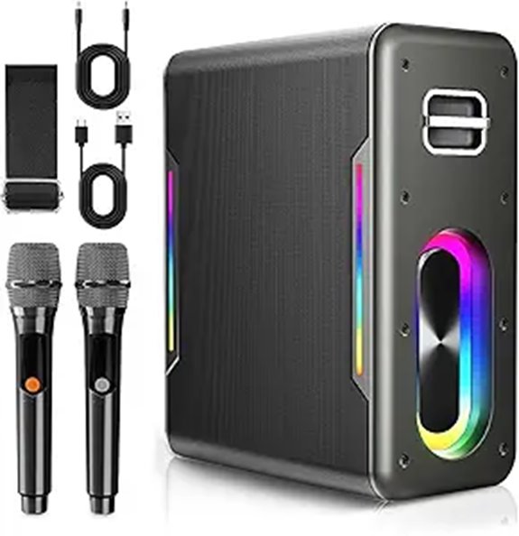 Wireless Bluetooth Karaoke Machine with Microphones and Lights