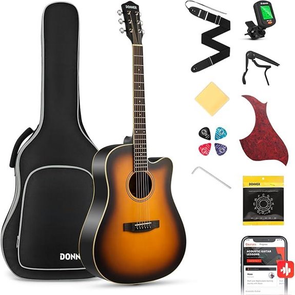 Donner Full-Size Acoustic Guitar Bundle with Accessories