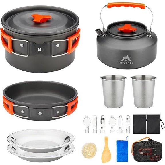 17pcs Camping Cookware Set with Cups Plates and Utensils
