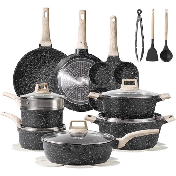 CAROTE 21pcs Nonstick Cookware Set with Frying Pans