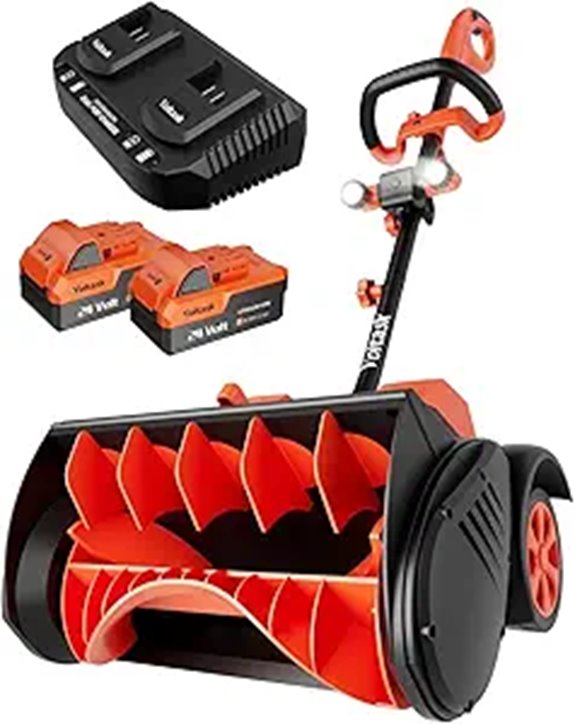 VOLTASK Cordless Snow Shovel with Wheels and Lights