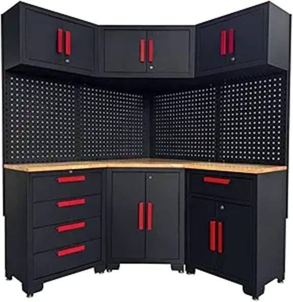 Corner Workshop Set with Cabinets and Workbench