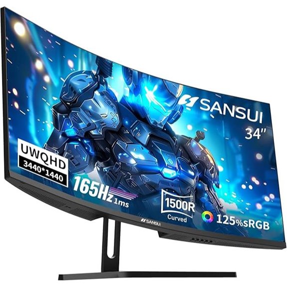 SANSUI 34 Curved Gaming Monitor 165Hz HDR FreeSync