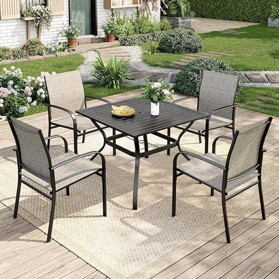 5-Piece Patio Table & Chairs Set with Umbrella Hole