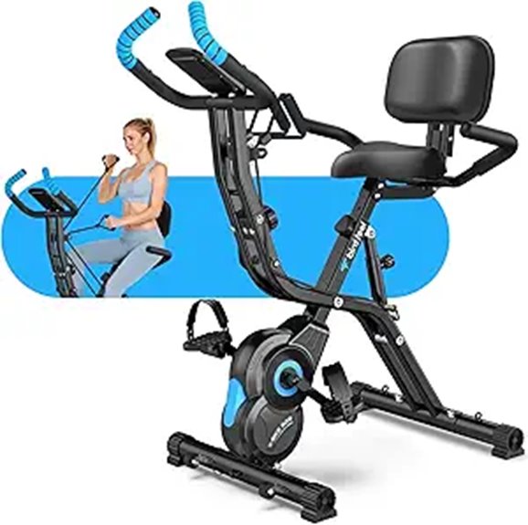 Foldable Exercise Bike with Resistance Bands and LCD