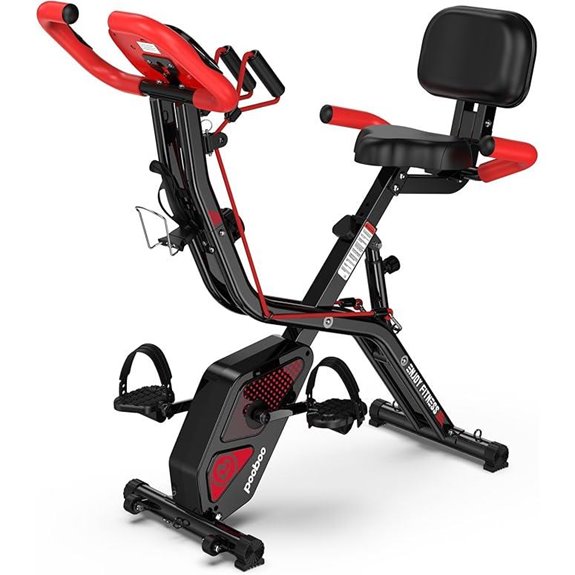 Pooboo Folding Exercise Bike with Resistance & Accessories