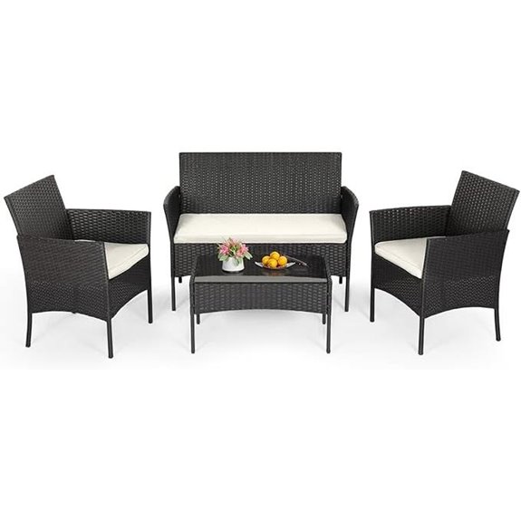FDW 4-Piece Patio Wicker Furniture Set