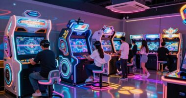 futuristic arcade machine selections