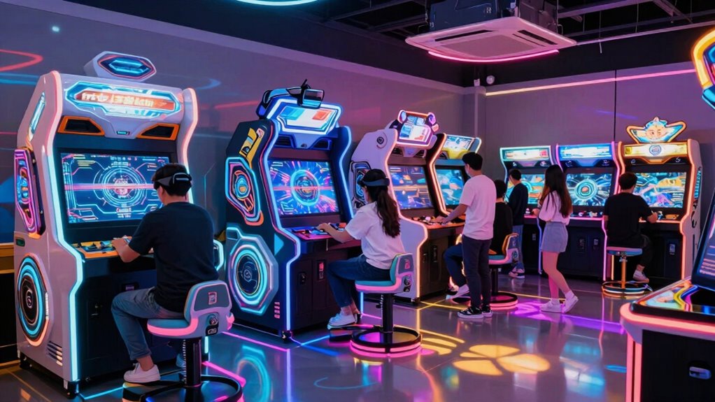 futuristic arcade machine selections