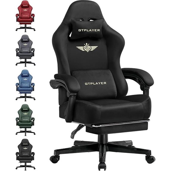 GTPLAYER Gaming Chair with Footrest and Lumbar Support
