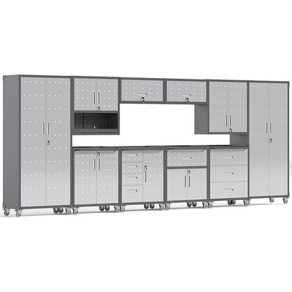 Garage Storage Cabinets Set with Rolling Cart and Shelves