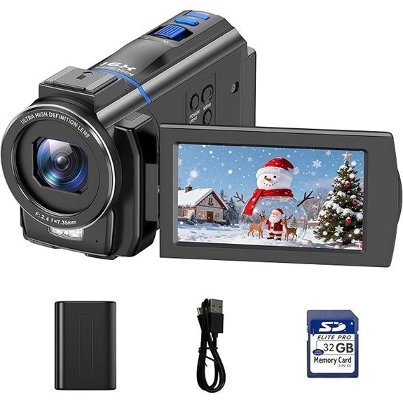 4K 48MP Camcorder with Night Vision and Remote
