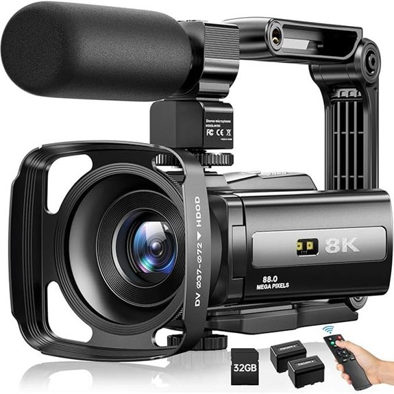 8K Video Camera Camcorder with 32GB Microphone Stabilizer
