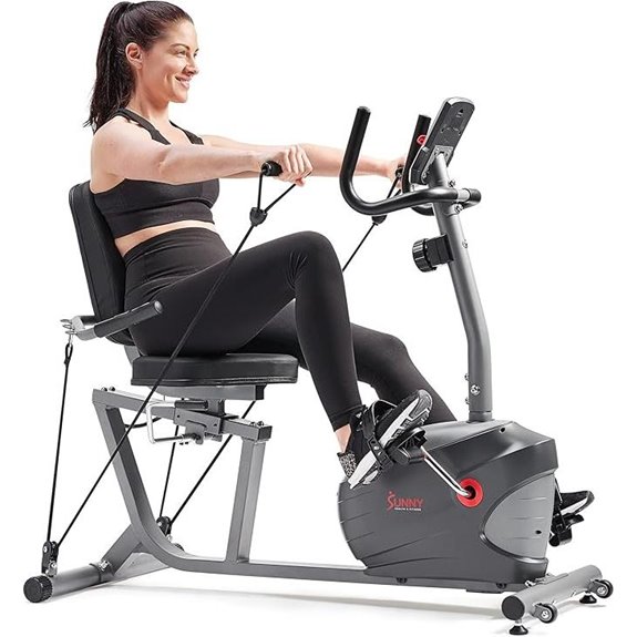 Sunny Health & Fitness Indoor Recumbent Bike with Bluetooth