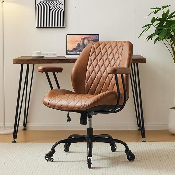 YFO Leather Office Chair with Lumbar & Casters