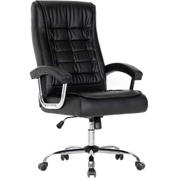 Executive Office Chair with Padded Leather and Armrests