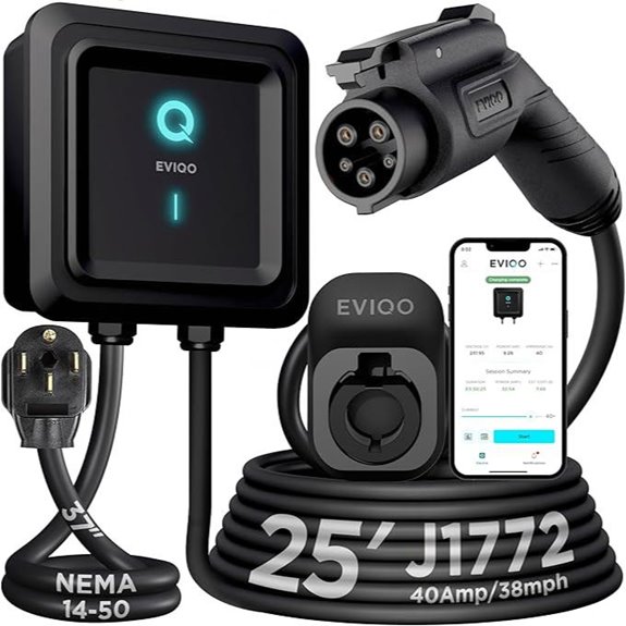 EVIQO Level 2 40 Amp EV Charger with Wi-Fi
