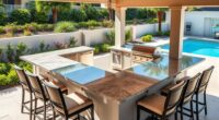 modern backyard outdoor kitchen islands